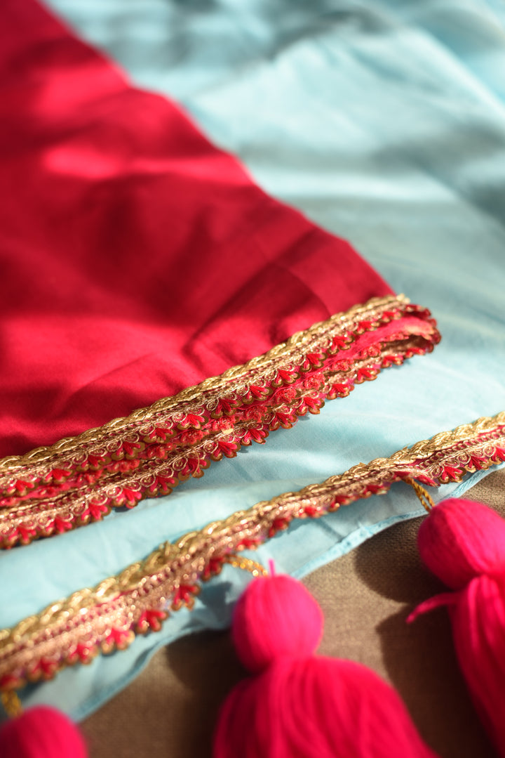 Blissful Sky Blue Mul Cotton Saree