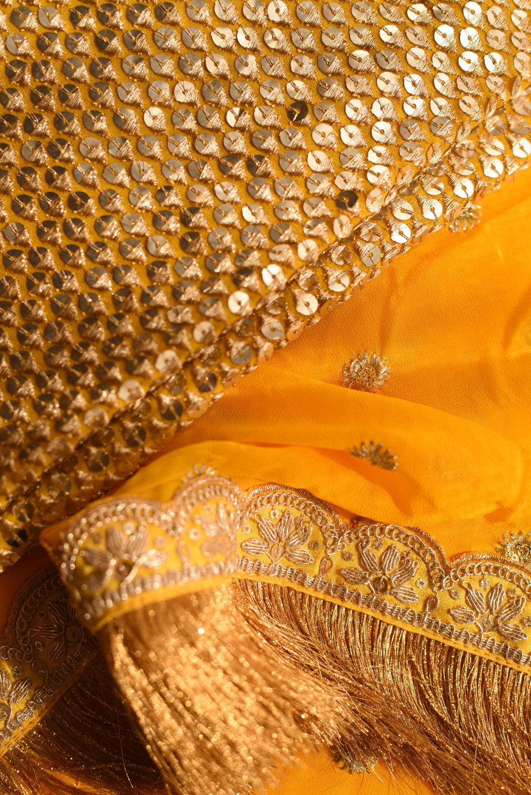 Kiran Lace Yellow Georgette Zardosi Saree