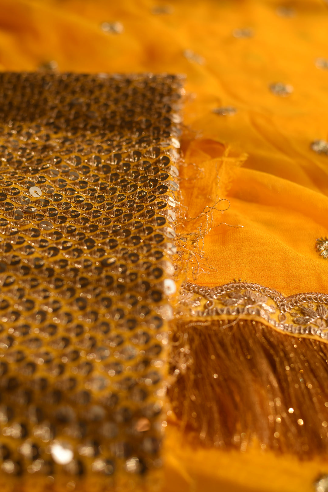 Kiran Lace Yellow Georgette Zardosi Saree