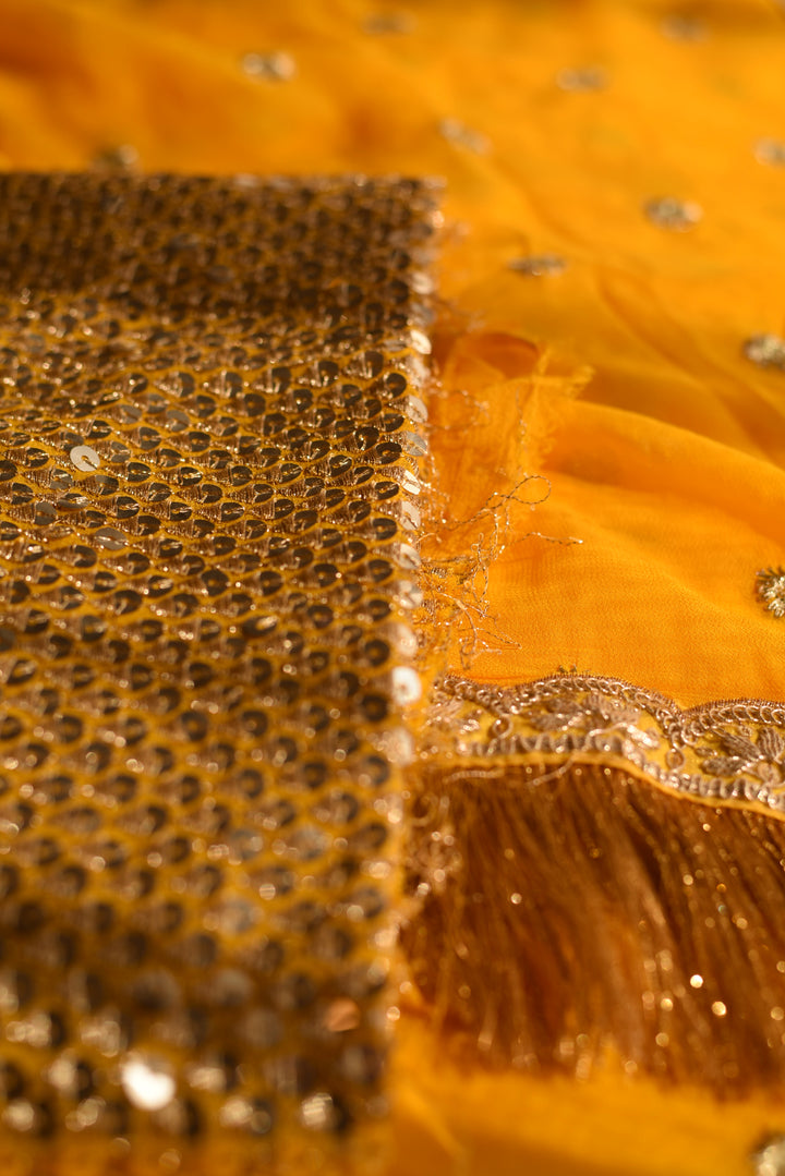 Kiran Lace Yellow Georgette Zardosi Saree