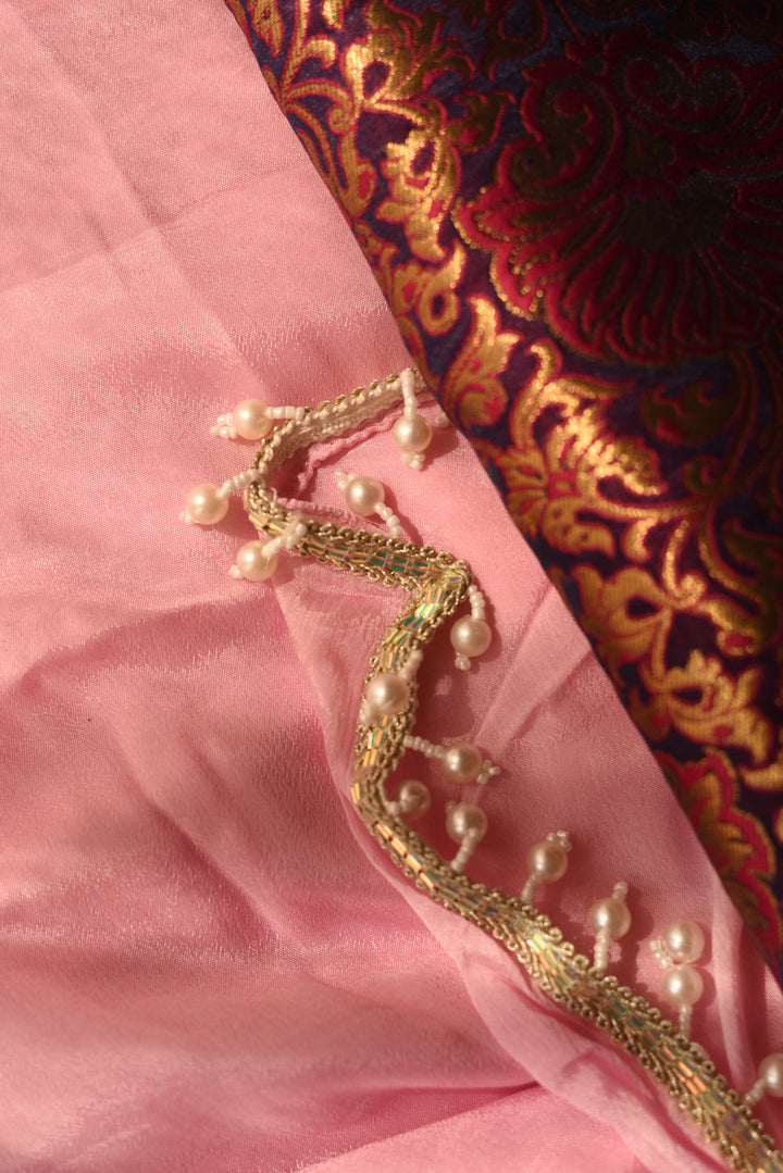 Delicate Pearl Pink Chiffon Saree