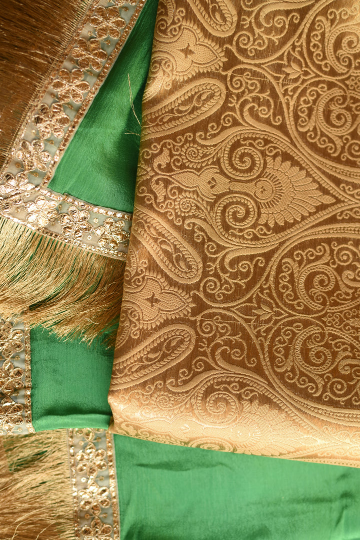 Chiffon Leaf Green Gota Patti Saree