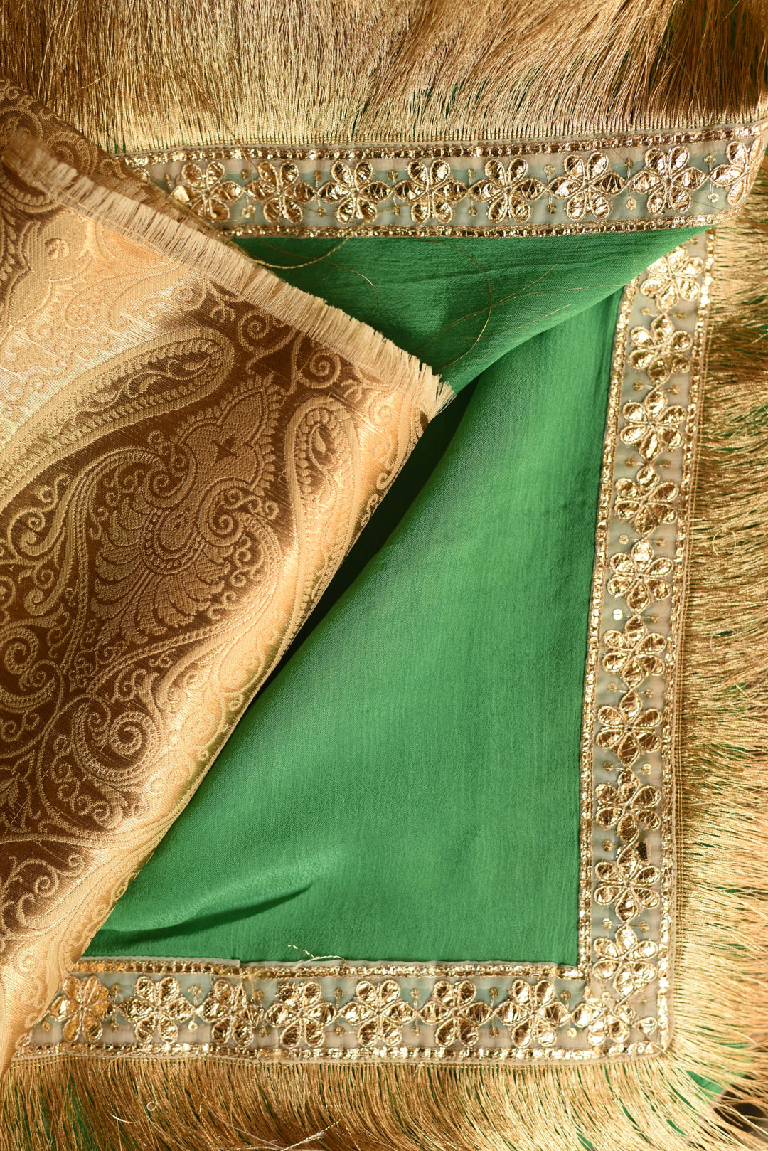 Chiffon Leaf Green Gota Patti Saree